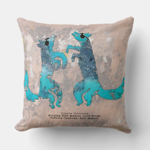 Coyote Crooners Singing New Mexico Love Songs Thro Throw Pillow
