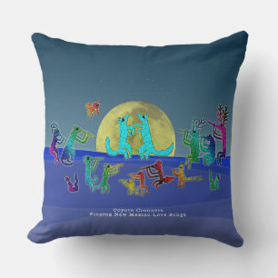 Coyote Crooners Singing New Mexico Love Songs Thro Throw Pillow
