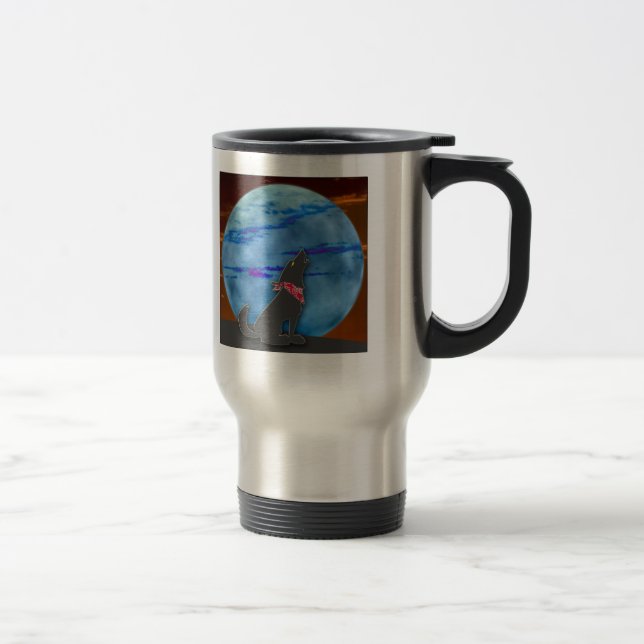 Coyote Howling at the Blue Moon Travel Mug (Right)