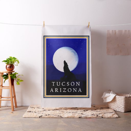 Coyote Howling at the Full Moon Designer Fabric