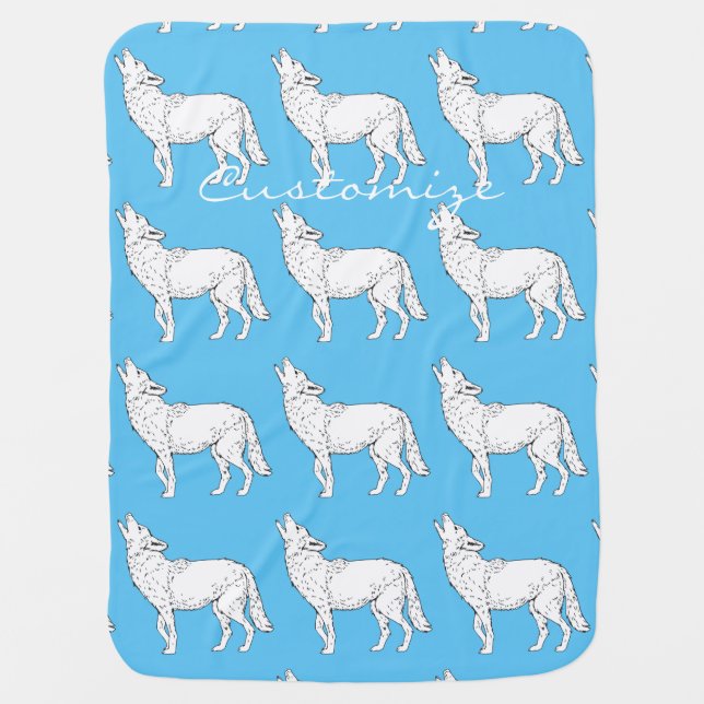 Coyote Howling Thunder_Cove Baby Blanket (Front)