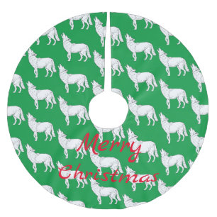 Coyote Howling Thunder_Cove Brushed Polyester Tree Skirt