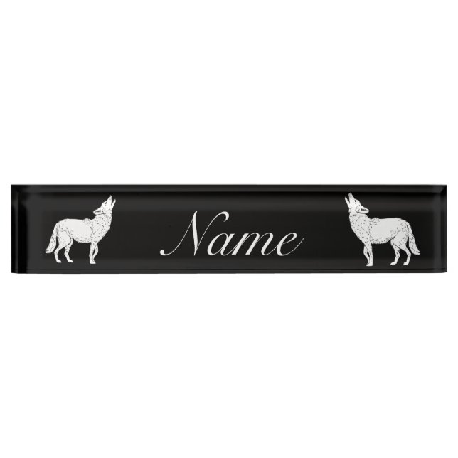 Coyote Howling Thunder_Cove Desk Name Plate (Front)