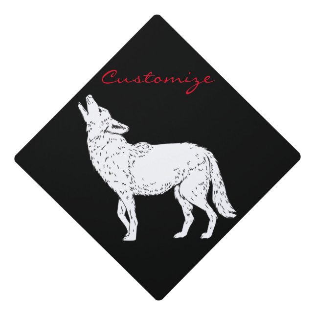 Coyote Howling Thunder_Cove Graduation Cap Topper (Front)