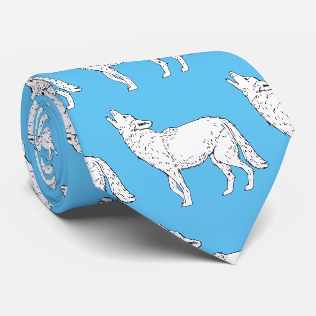 Coyote Howling Thunder_Cove Neck Tie (Rolled)