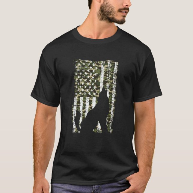 Coyote Hunting US Flag Coyote Hunter T-Shirt (Front)