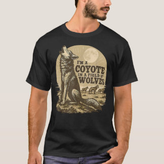 Coyote In A Field Of Wolves Vintage Western T-Shirt
