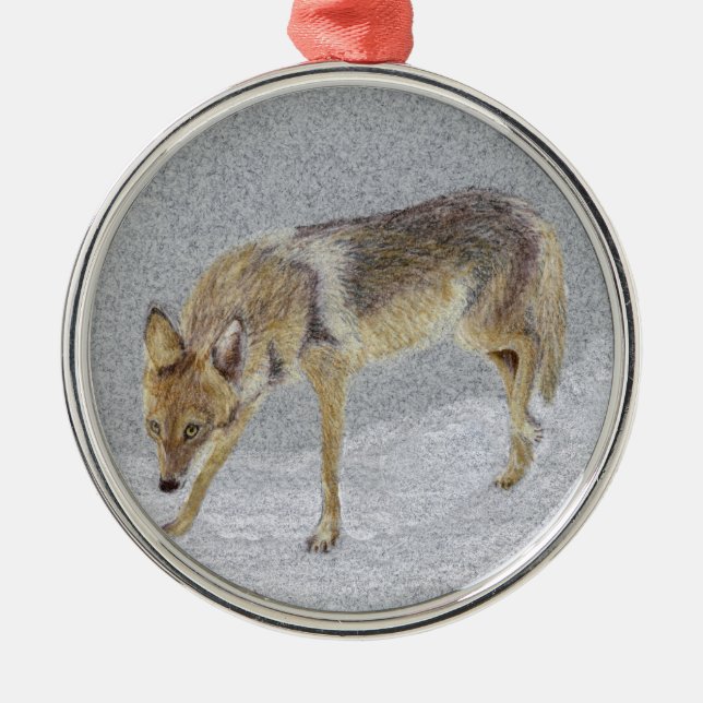 Coyote Metal Ornament (Front)