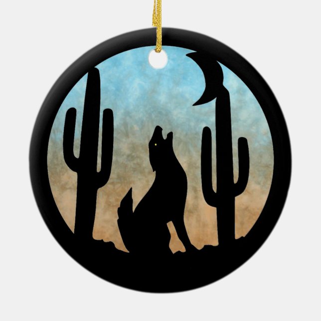 Coyote Moon Round Ornament (Back)