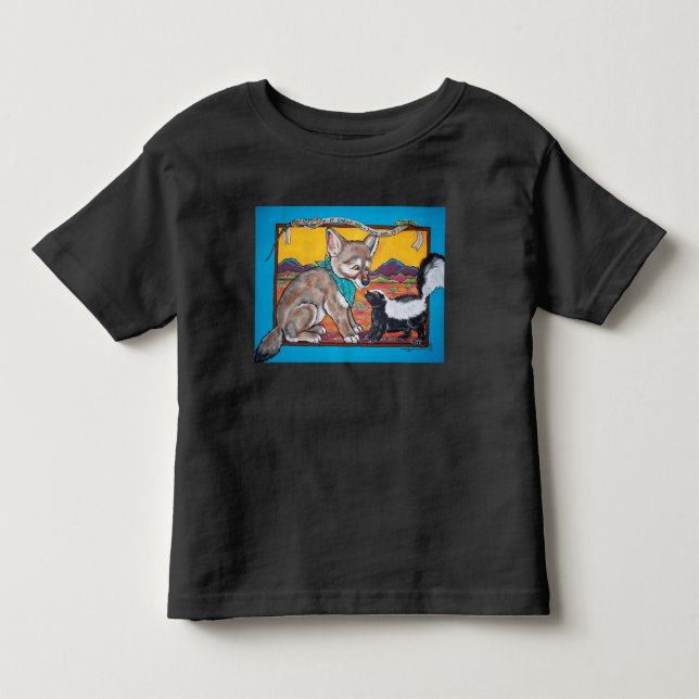 Coyote Pup and Skunk Southwest Wildlife Humorous Toddler T-shirt (Front)