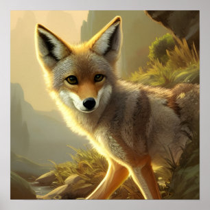 Coyote Pup Wildlife Portrait Poster