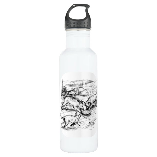Coyote Pups Stainless Steel Water Bottle (Front)