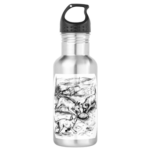 Coyote Pups Stainless Steel Water Bottle (Front)