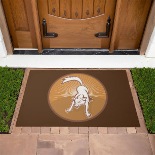 Coyote Retro Sunset Vintage Wilderness Animal Art Doormat