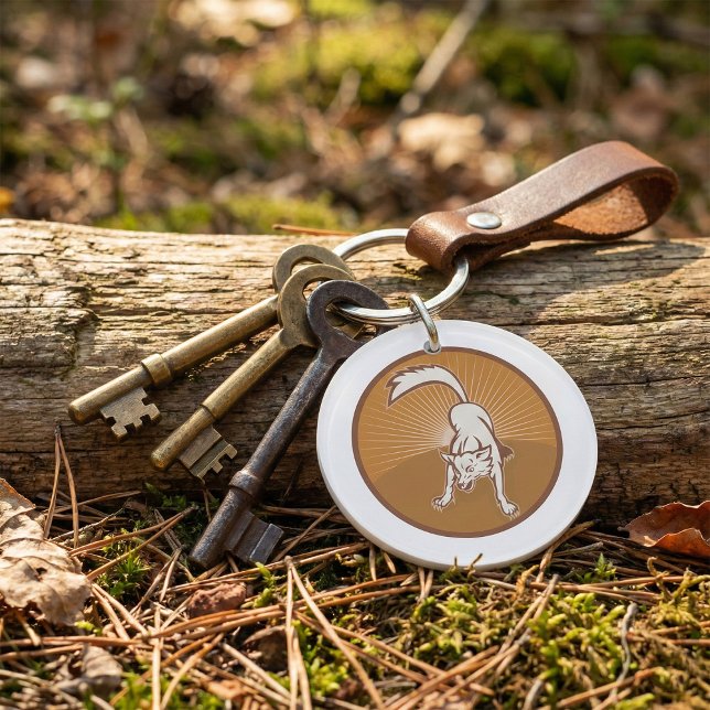 Coyote Retro Sunset Vintage Wilderness Animal Art  Keychain (Creator Uploaded)