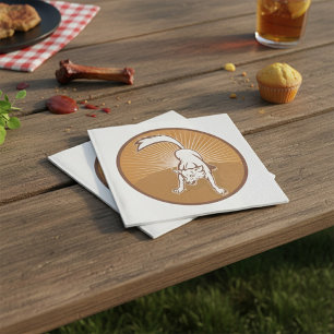 Coyote Retro Sunset Vintage Wilderness Animal Art Napkins