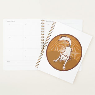 Coyote Retro Sunset Vintage Wilderness Animal Art Planner