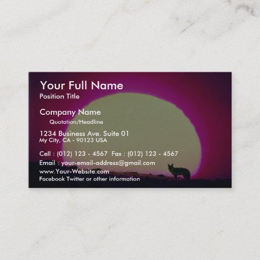 Customizable Coyote, Southwest, special effect Business Card Templates