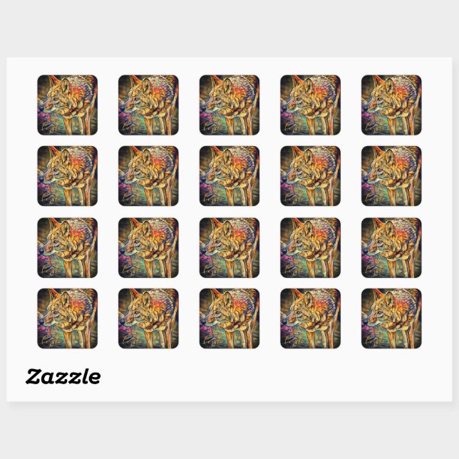 Coyote [Square Seal] Square Sticker (Sheet)