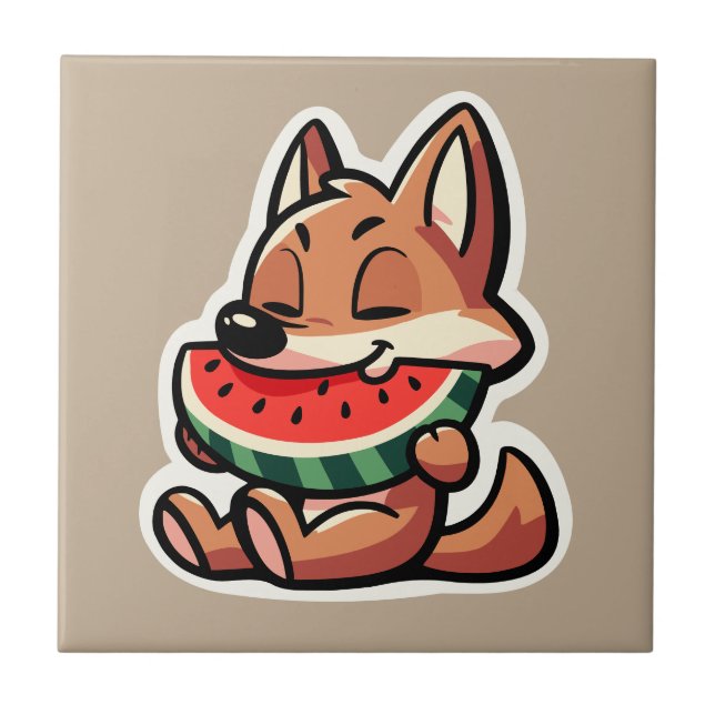 Coyote Watermelon Ceramic Tile (Front)