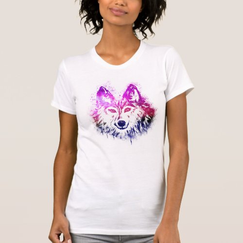 Coyote  Wolf art  paint Splash  Pink Purple T_Shirt