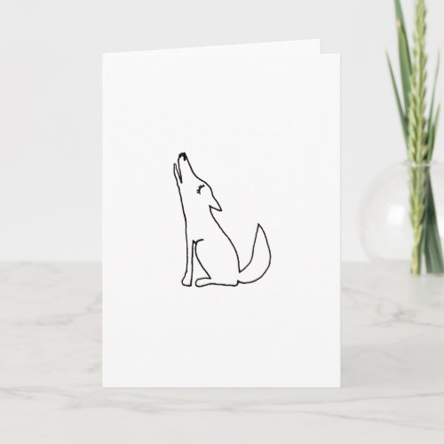 Coyote wolf dog howling _ fun ink line drawing art card