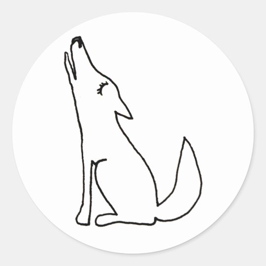 Coyote Wolf Dog Howling Fun Ink Line Drawing Art Classic