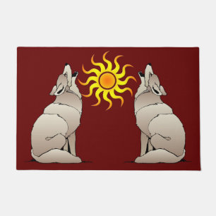 COYOTES HOWLING BENEATH A SOUTHWESTERN SUN DOORMAT