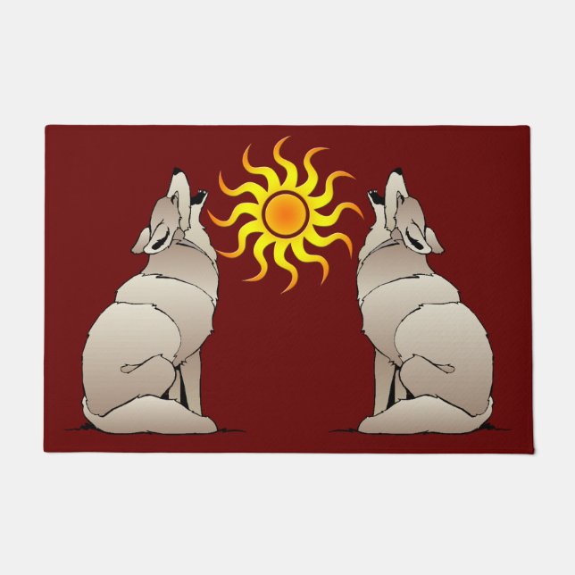 COYOTES HOWLING BENEATH A SOUTHWESTERN SUN DOORMAT (Front)