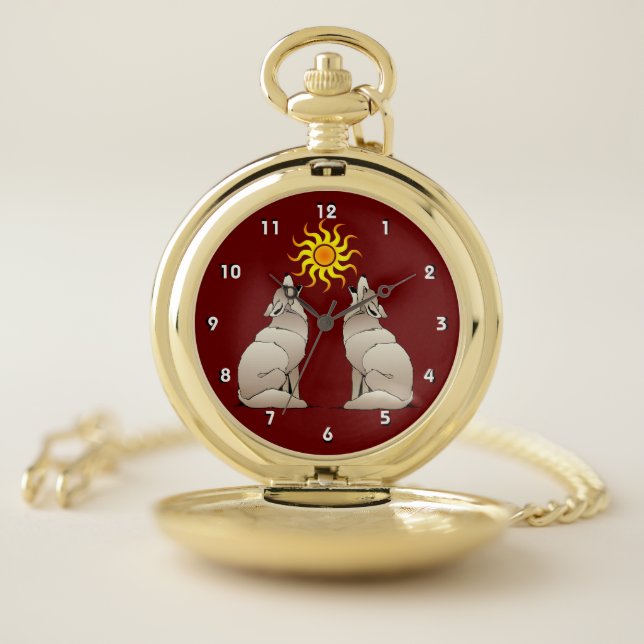 COYOTES HOWLING BENEATH A SOUTHWESTERN SUN POCKET WATCH (Inside)