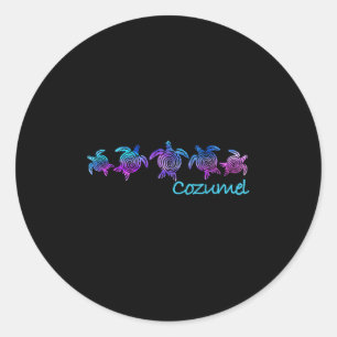 Cozumel Beach Design _ Tribal Turtle Gift Classic Round Sticker