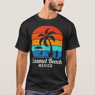 Cozumel Beach Mexico Palm Tree Vintage Sunset Summ T-Shirt