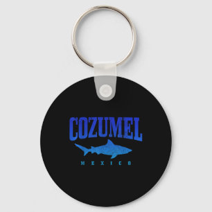 Cozumel Beach Mexico Scuba Diver Shark Diving Vint Keychain