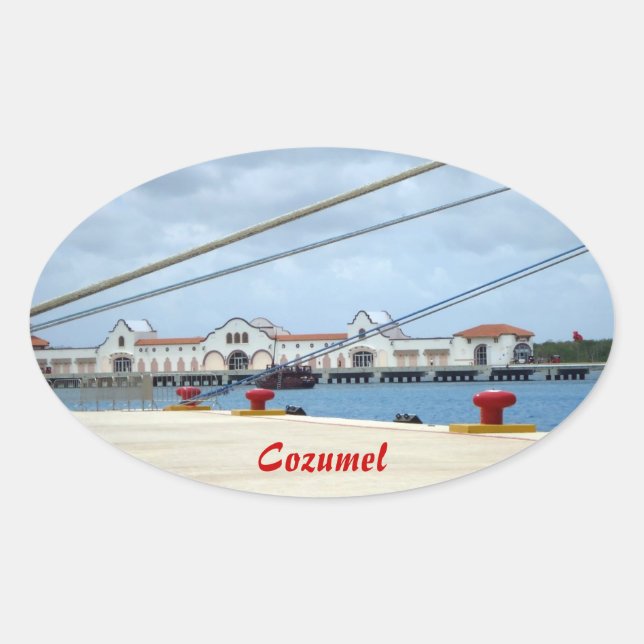 Cozumel Dockside Oval Sticker (Front)