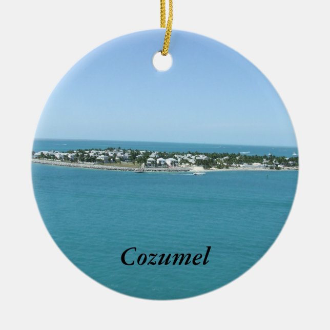 Cozumel Island Blue Water Tropical Ceramic Ornament (Front)