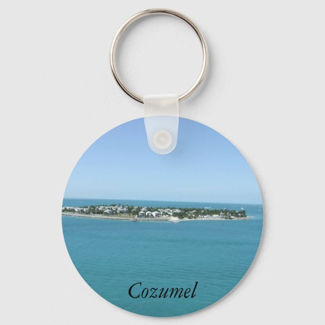 Cozumel Island Blue Water Tropical Keychain (Front)