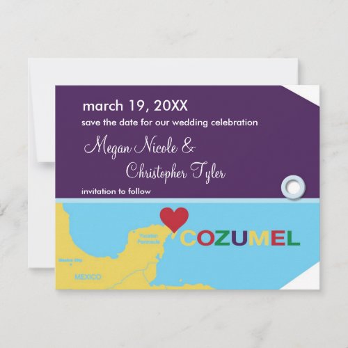 Cozumel Luggage Tag Save the Date Announcement