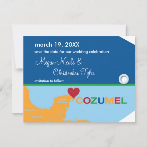 Cozumel Luggage Tag Save the Date Announcement