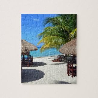 Cozumel Mexico Beach Hut Palm Tree Teal Water Vaca Jigsaw Puzzle