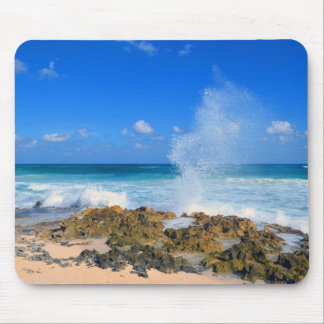 Cozumel Mexico Beach Wave Splash Water Spout Teal Mouse Pad