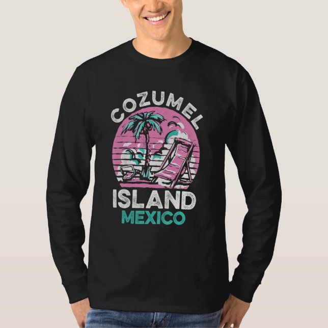 Cozumel Mexico Beaches Retro Cool Distressed Graph T-Shirt (Front)