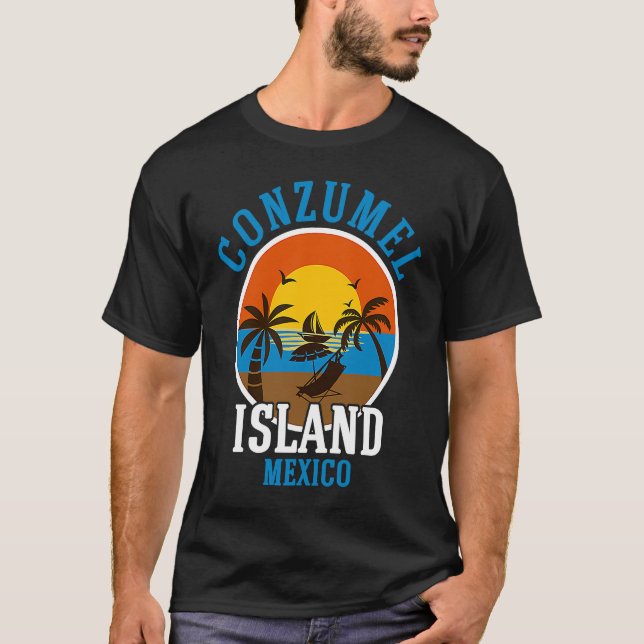 Cozumel Mexico Beaches Retro Cool Distressed Graph T-Shirt (Front)
