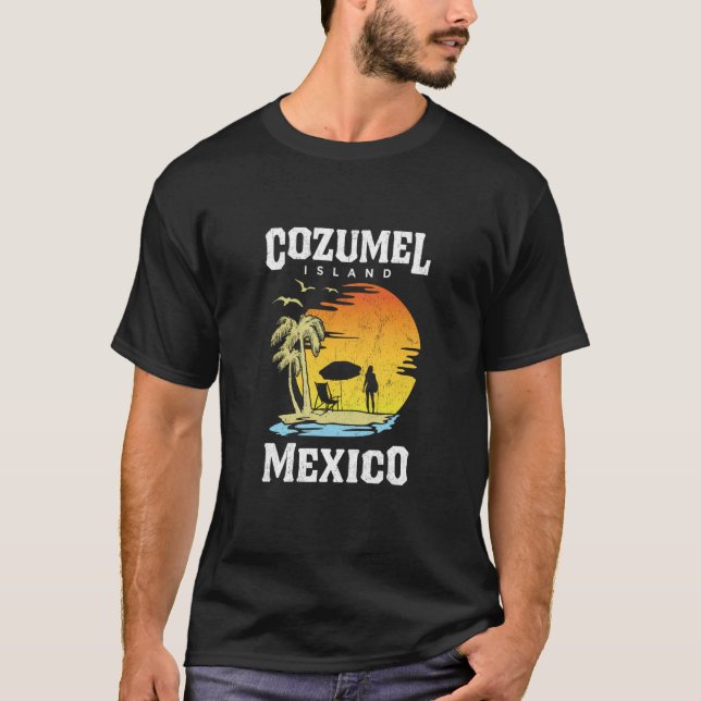 Cozumel Mexico Beaches Retro Cool Distressed Graph T-Shirt (Front)