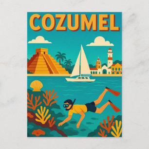 Cozumel Mexico Colorful Postcard