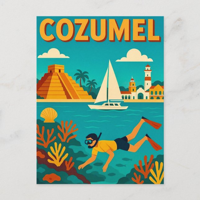 Cozumel Mexico Colorful Postcard (Front)