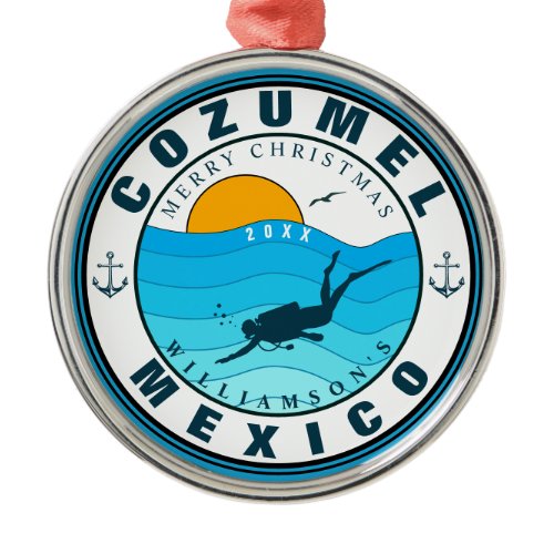 Cozumel Mexico Diving Travel Vacation Souvenir Metal Ornament