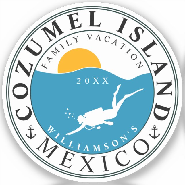 Cozumel Mexico Diving Travel Vacation Souvenir Sticker (Front)