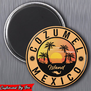 Cozumel Mexico island Retro Sunset Souvenirs Magnet