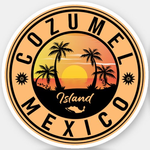 Cozumel Mexico island Retro Sunset Souvenirs Sticker