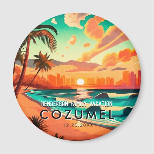 Cozumel Mexico Palm Tree Vintage Travel Souvenir Magnet